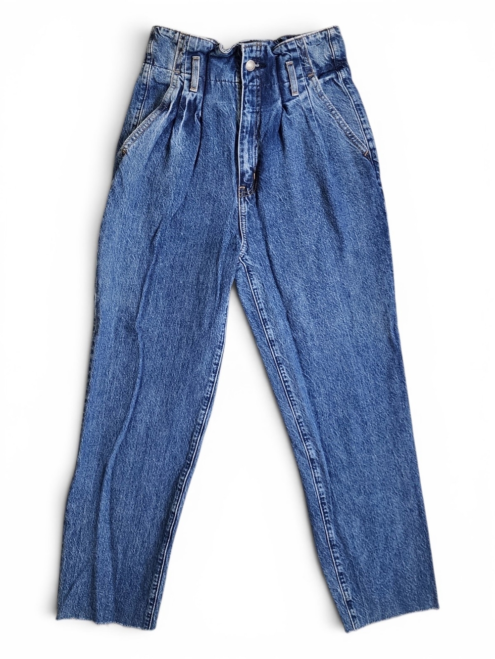 Abercrombie & Fitch A&F Paperbag Mom Jeans Women's 26R High Rise Blue Denim